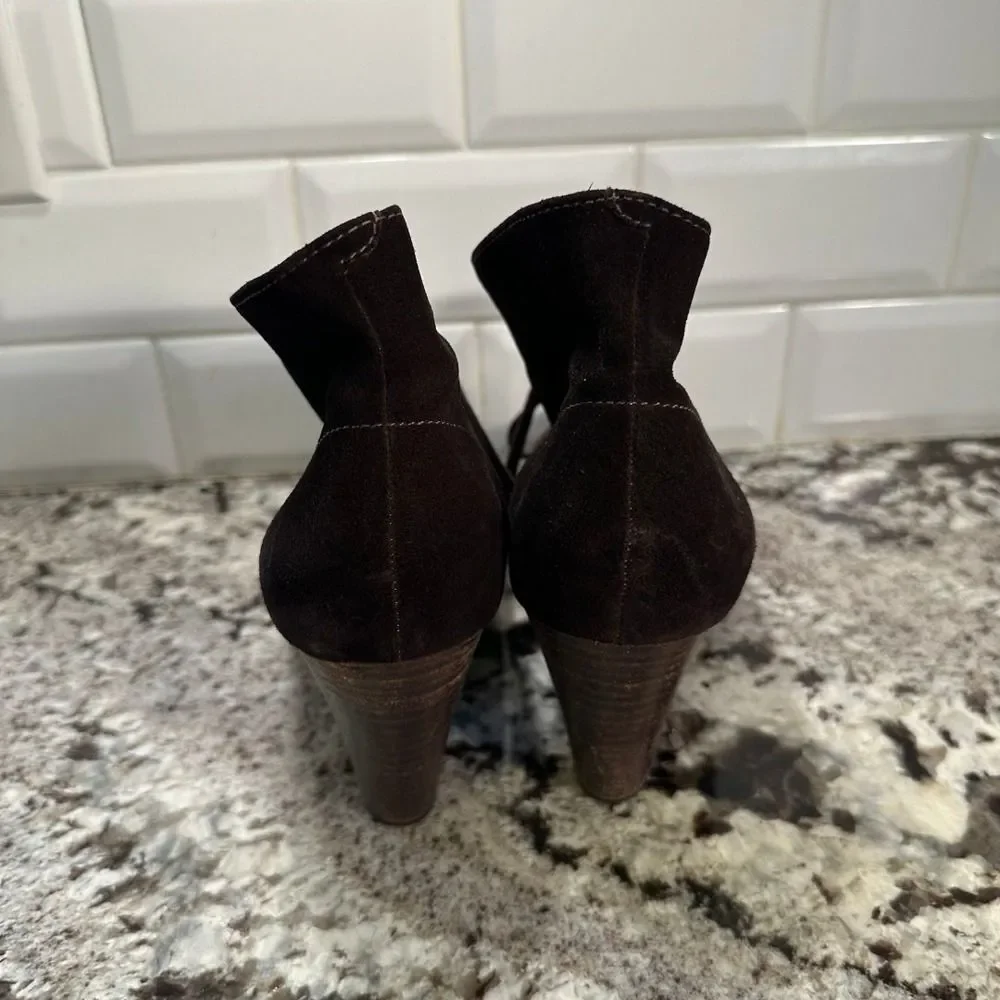 INDIGO BY CLARKS SUEDE LEATHER ANKLE LACE UP BOOTS BOOTIES HEELS